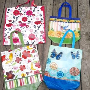 Four Assorted Nature Themed Reusable Bags